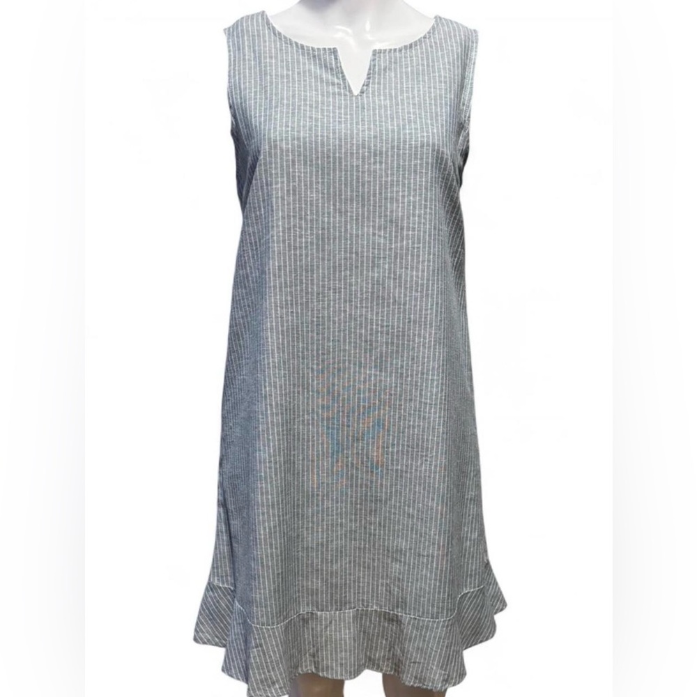 Simply Noelle Blue and White Pinstripe Dress